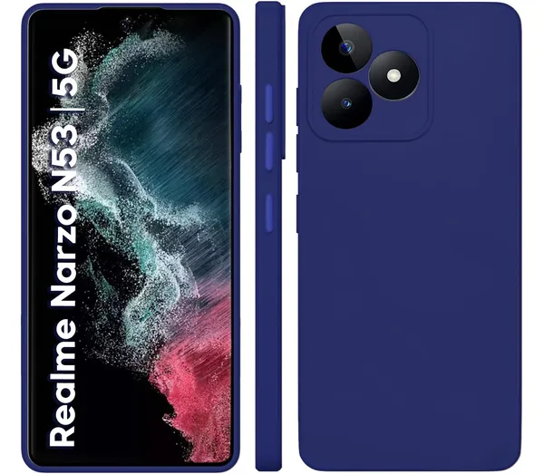 TRUEUPGRADE_Compatible_with_Realme_Narzo_N53_Cover,_Liquid_Silicone_Cover,_Full_Body_Protective_Cover,_Shockproof,_Slim_Phone_Cover,_Anti-Scratch_Soft_Microfiber_Lining_-_Blue
