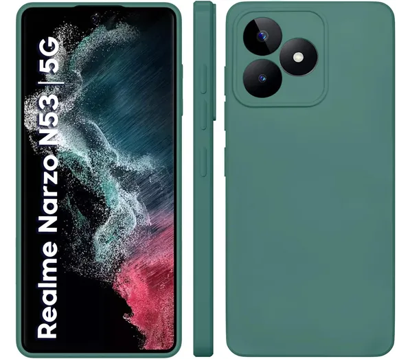 TRUEUPGRADE_Compatible_with_Realme_Narzo_N53_Cover,_Liquid_Silicone_Cover,_Full_Body_Protective_Cover,_Shockproof,_Slim_Phone_Cover,_Anti-Scratch_Soft_Microfiber_Lining_-_Green