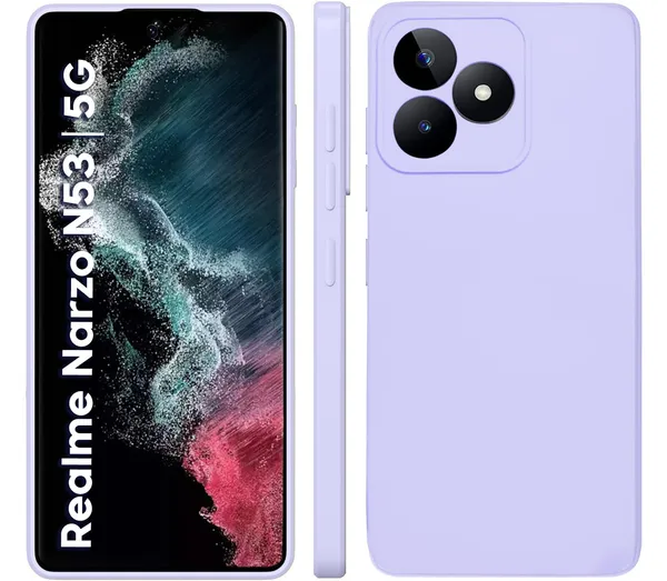 TRUEUPGRADE_Compatible_with_Realme_Narzo_N53_Cover,_Liquid_Silicone_Cover,_Full_Body_Protective_Cover,_Shockproof,_Slim_Phone_Cover,_Anti-Scratch_Soft_Microfiber_Lining_-_Light_Purple