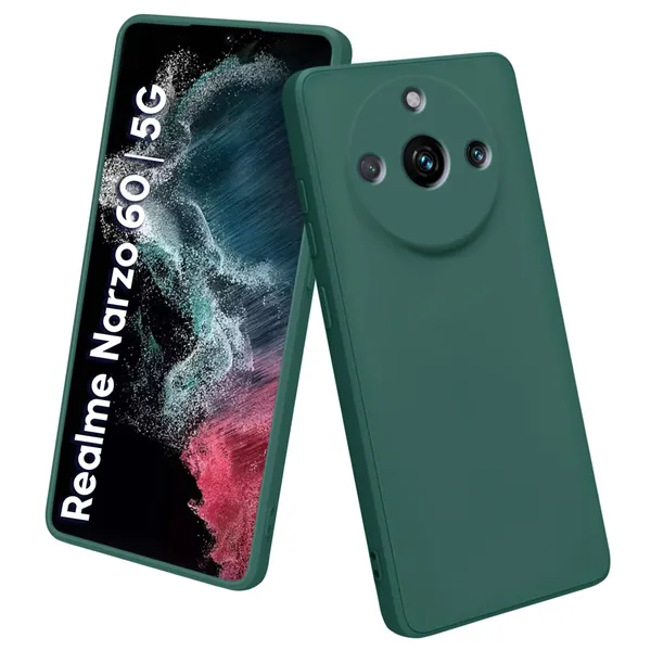 TRUEUPGRADE_Liquid_Silicone_Designed_Back_Case_Cover_for_Realme_Narzo_60_5G_|_Microfiber_Inside_|_Bumper_Back_Cover_Case_for_Realme_Narzo_60_5G_-_Green