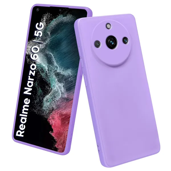 TRUEUPGRADE_Liquid_Silicone_Designed_Back_Case_Cover_for_Realme_Narzo_60_5G_|_Microfiber_Inside_|_Bumper_Back_Cover_Case_for_Realme_Narzo_60_5G_-_Light_Purple