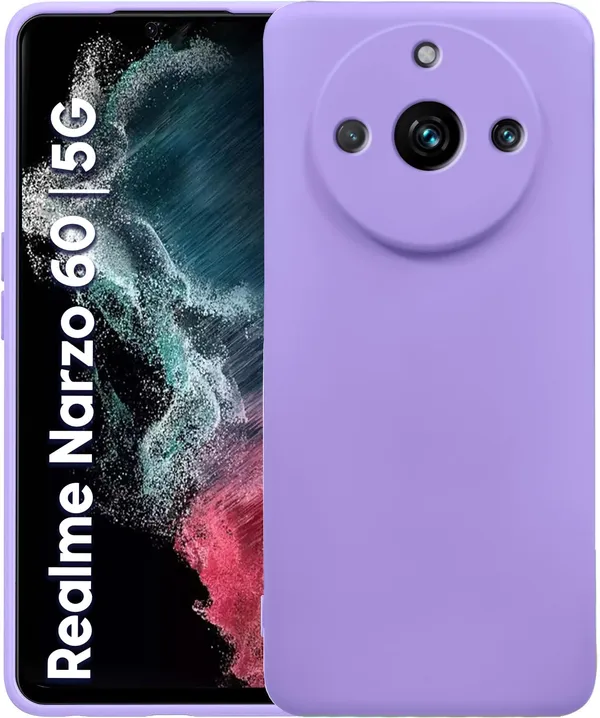 TRUEUPGRADE_Liquid_Silicone_Designed_Back_Case_Cover_for_Realme_Narzo_60_5G_|_Microfiber_Inside_|_Bumper_Back_Cover_Case_for_Realme_Narzo_60_5G_-_Light_Purple