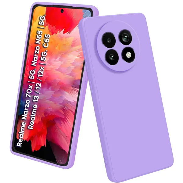 TRUEUPGRADE_Compatible_with_Realme_Narzo_70x_5G_/_N65_/_Realme_13/12_/_12X_5G_/_C65_5G_Back_Cover_Case,_Liquid_Silicone_Cover,_Shockproof,_Anti-Scratch_Soft_Microfiber_Lining_-_Purple