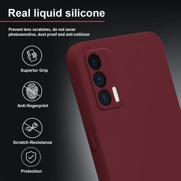 TRUEUPGRADE_Compatible_with_Realme_X7_5G_Back_Cover_Case,_Liquid_Silicone_Cover,_Full_Body_Protective_Cover,_Shockproof,_Anti-Scratch_Soft_Microfiber_Lining_-_Wine
