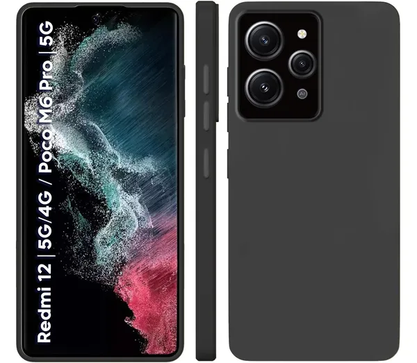 Mi_Redmi_12_5G_|_4G_|_Poco_M6_Pro_5G_Black_Silicone_Protective_Back_Case_Cover