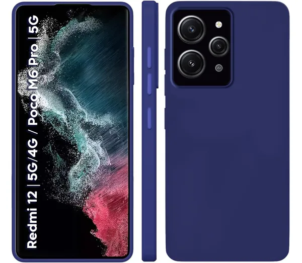 TRUEUPGRADE_Compatible_with_Mi_Redmi_12_5G_/_4G_/_Poco_M6_Pro_5G_Cover,_Liquid_Silicone_Cover,_Full_Body_Protective_Cover,_Shockproof,_Slim_Phone_Cover,_Anti-Scratch_Soft_Microfiber_Lining_-_Blue