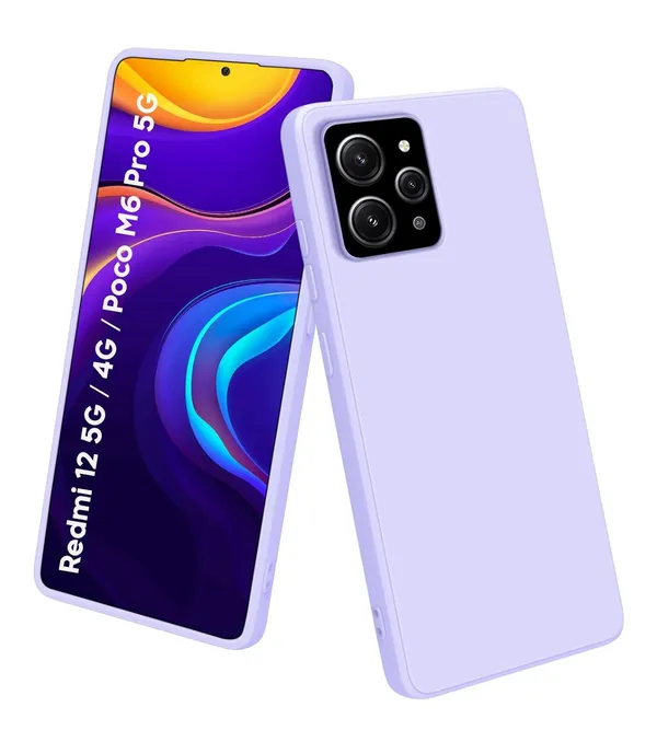 TRUEUPGRADE_Compatible_with_Mi_Redmi_12_5G_/_4G_/_Poco_M6_Pro_5G_Cover,_Liquid_Silicone_Cover,_Full_Body_Protective_Cover,_Shockproof,_Slim_Phone_Cover,_Anti-Scratch_Soft_Microfiber_Lining_-_Purple