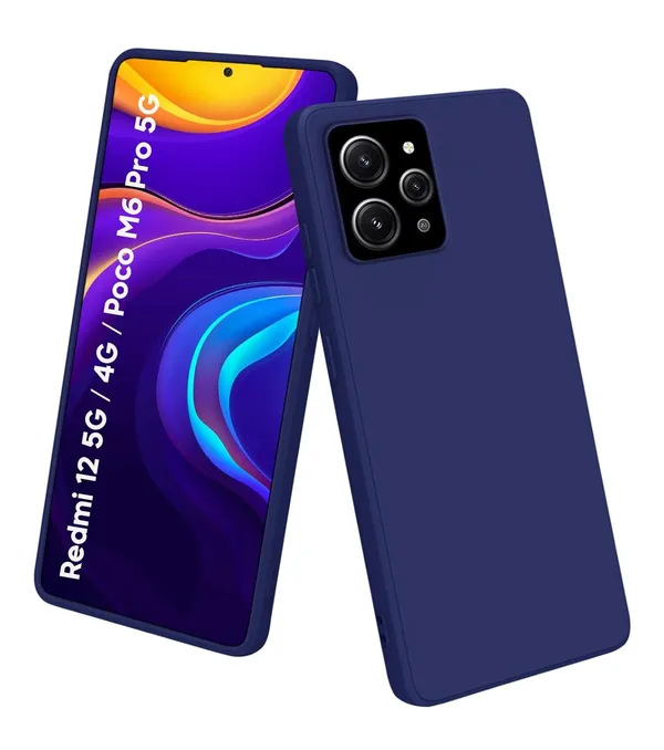 TRUEUPGRADE_Liquid_Silicone_Designed_Back_Case_Cover_for_Mi_Redmi_12_5G_/_4G_/_Poco_M6_Pro_5G_|_Microfiber_Inside_|_Bumper_Back_Cover_Case_for_Mi_Redmi_12_5G_/_4G_/_Poco_M6_Pro_5G_-_Black