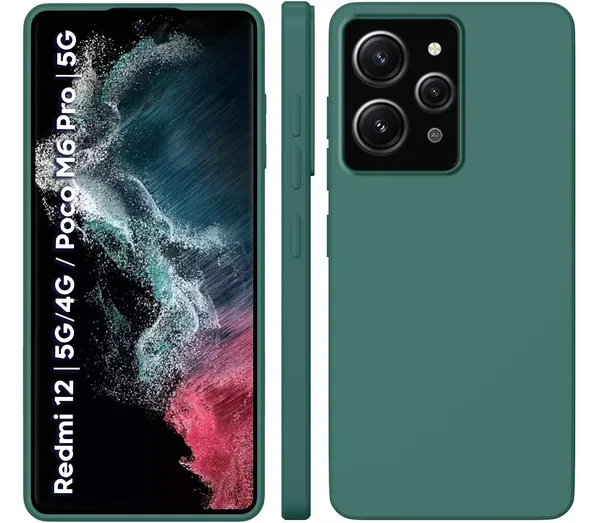 TRUEUPGRADE_Liquid_Silicone_Designed_Back_Case_Cover_for_Mi_Redmi_12_5G_/_4G_/_Poco_M6_Pro_5G_|_Microfiber_Inside_|_Bumper_Back_Cover_Case_for_Mi_Redmi_12_5G_/_4G_/_Poco_M6_Pro_5G_-_Green