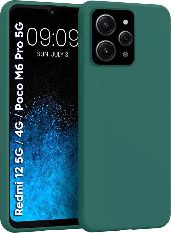 TRUEUPGRADE_Liquid_Silicone_Designed_Back_Case_Cover_for_Mi_Redmi_12_5G_/_4G_/_Poco_M6_Pro_5G_|_Microfiber_Inside_|_Bumper_Back_Cover_Case_for_Mi_Redmi_12_5G_/_4G_/_Poco_M6_Pro_5G_-_Green