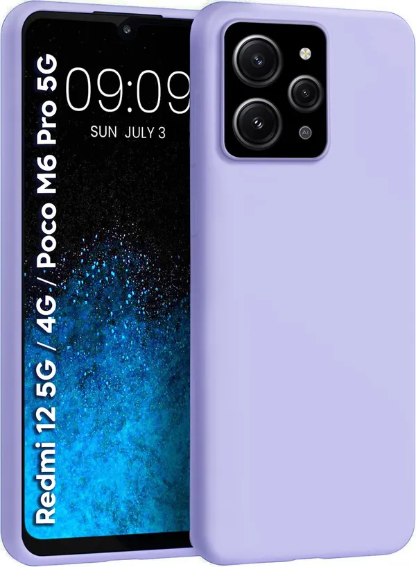 TRUEUPGRADE_Liquid_Silicone_Designed_Back_Case_Cover_for_Mi_Redmi_12_5G_/_4G_/_Poco_M6_Pro_5G_|_Microfiber_Inside_|_Bumper_Back_Cover_Case_for_Mi_Redmi_12_5G_/_4G_/_Poco_M6_Pro_5G_-_Light_Purple