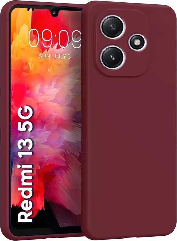 TRUEUPGRADE_Liquid_Silicone_Designed_Back_Case_Cover_for_Mi_Redmi_13_5G_|_Microfiber_Inside,_Full_Protection_|_Bumper_Back_Cover_Case_for_Mi_Redmi_13_5G_-_Wine