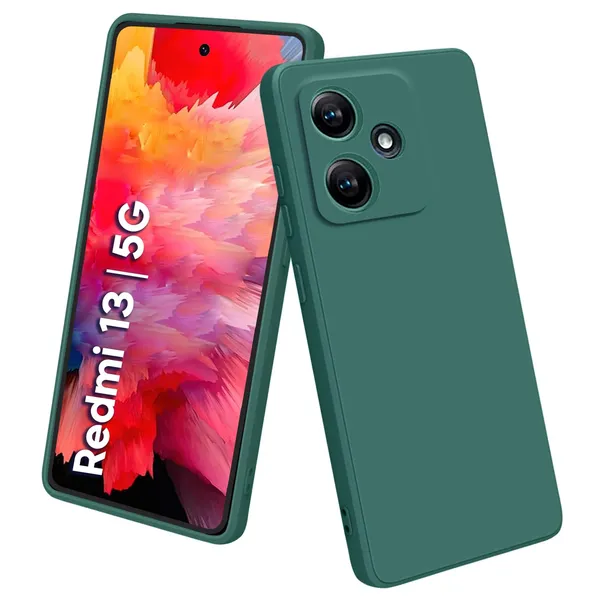 TRUEUPGRADE_Compatible_with_Mi_Redmi_13_5G_Back_Cover_Case,_Liquid_Silicone_Cover,_Full_Body_Protective_Cover,_Shockproof,_Slim_Phone_Cover,_Anti-Scratch_Soft_Microfiber_Lining_-_Green