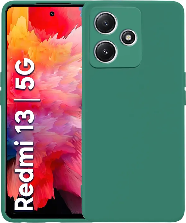 TRUEUPGRADE_Compatible_with_Mi_Redmi_13_5G_Back_Cover_Case,_Liquid_Silicone_Cover,_Full_Body_Protective_Cover,_Shockproof,_Slim_Phone_Cover,_Anti-Scratch_Soft_Microfiber_Lining_-_Green