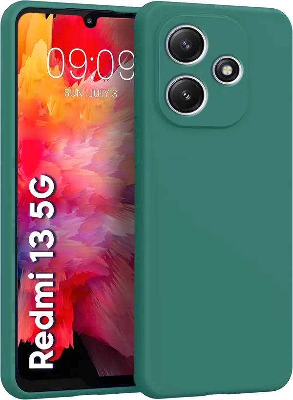 TRUEUPGRADE_Compatible_with_Mi_Redmi_13_5G_Back_Cover_Case,_Liquid_Silicone_Cover,_Full_Body_Protective_Cover,_Shockproof,_Slim_Phone_Cover,_Anti-Scratch_Soft_Microfiber_Lining_-_Green