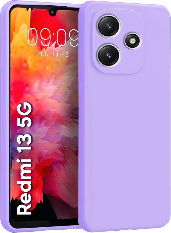 TRUEUPGRADE_Compatible_with_Mi_Redmi_13_5G_Back_Cover_Case,_Liquid_Silicone_Cover,_Full_Body_Protective_Cover,_Shockproof,_Slim_Phone_Cover,_Anti-Scratch_Soft_Microfiber_Lining_-_Purple