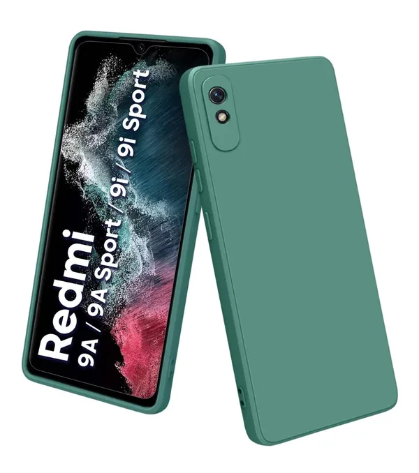 TRUEUPGRADE_Liquid_Silicone_Designed_Case_Cover_for_Mi_Redmi_9A_/_9A_Sport_/_9i_/_9i_Sport_|_Microfiber_Inside_|_360_Degree_Protection_Back_Cover_Case_for_Mi_Redmi_9A_/_9A_Sport_/_9i/9i_Sport_-_Green