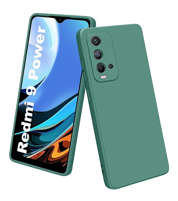 TRUEUPGRADE_Liquid_Silicone_Designed_Case_Cover_for_Redmi_9_Power_|_Microfiber_Inside_|Back_Cover_Case_for_Redmi_9_Power_-_Green