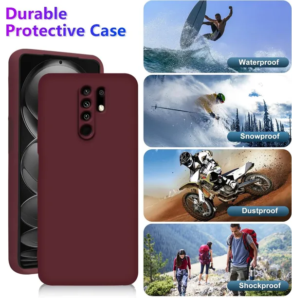 TRUEUPGRADE_Compatible_with_Mi_Redmi_9_Prime/Poco_M2_Back_Cover_Case,_Liquid_Silicone_Cover,_Full_Body_Protective_Cover,_Shockproof,_Anti-Scratch_Soft_Microfiber_Lining_-_Wine