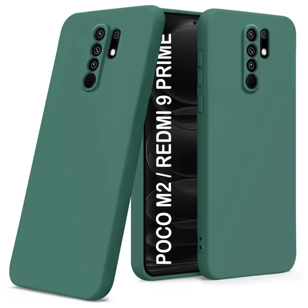 TRUEUPGRADE_Liquid_Silicone_Designed_Back_Case_Cover_for_Mi_Redmi_9_Prime/Poco_M2_|_Microfiber_Inside,_Full_Protection_|_Bumper_Back_Cover_Case_for_Mi_Redmi_9_Prime/Poco_M2_Green
