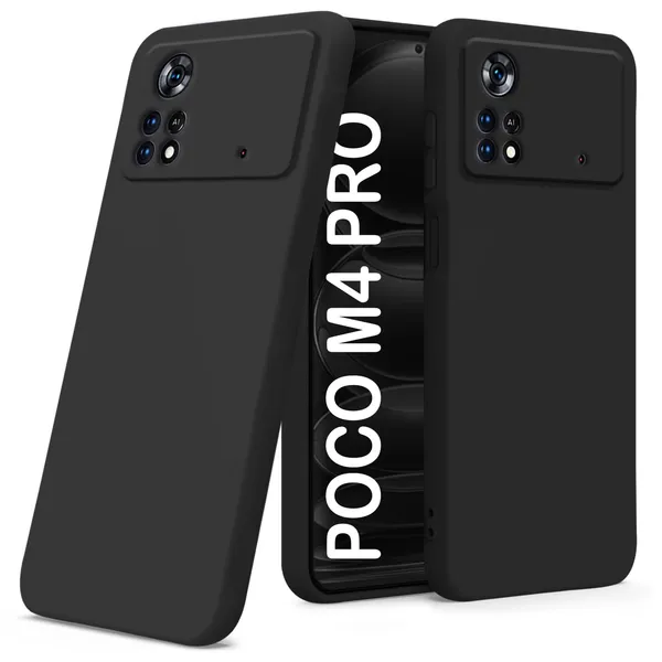 TRUEUPGRADE_Compatible_with_Poco_M4_Pro_4G_Back_Cover_Case,_Liquid_Silicone_Cover,_Full_Body_Protective_Cover,_Shockproof,_Anti-Scratch_Soft_Microfiber_Lining_-_Black
