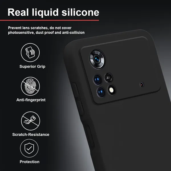 TRUEUPGRADE_Compatible_with_Poco_M4_Pro_4G_Back_Cover_Case,_Liquid_Silicone_Cover,_Full_Body_Protective_Cover,_Shockproof,_Anti-Scratch_Soft_Microfiber_Lining_-_Black