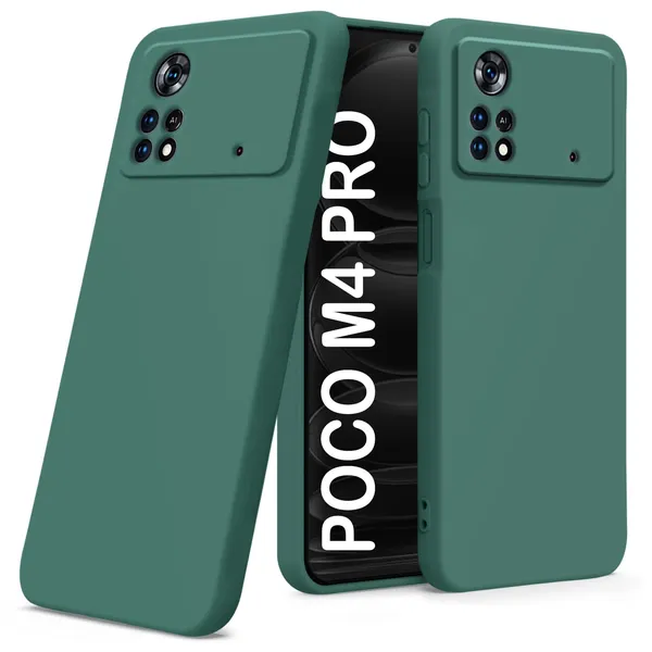 TRUEUPGRADE_Compatible_with_Poco_M4_Pro_4G_Back_Cover_Case,_Liquid_Silicone_Cover,_Full_Body_Protective_Cover,_Shockproof,_Anti-Scratch_Soft_Microfiber_Lining_-_Green
