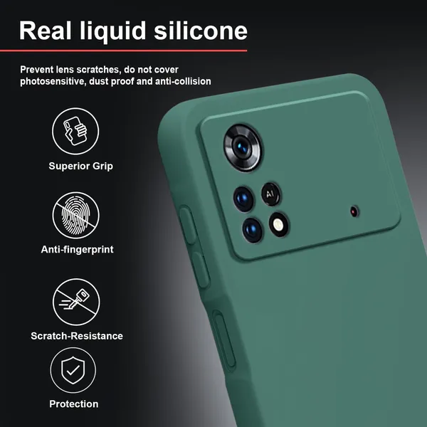 TRUEUPGRADE_Compatible_with_Poco_M4_Pro_4G_Back_Cover_Case,_Liquid_Silicone_Cover,_Full_Body_Protective_Cover,_Shockproof,_Anti-Scratch_Soft_Microfiber_Lining_-_Green