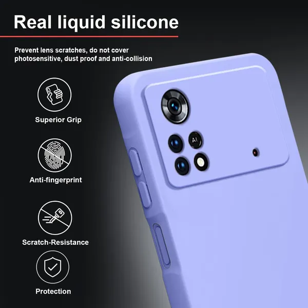 TRUEUPGRADE_Compatible_with_Poco_M4_Pro_4G_Back_Cover_Case,_Liquid_Silicone_Cover,_Full_Body_Protective_Cover,_Shockproof,_Anti-Scratch_Soft_Microfiber_Lining_-_Purple