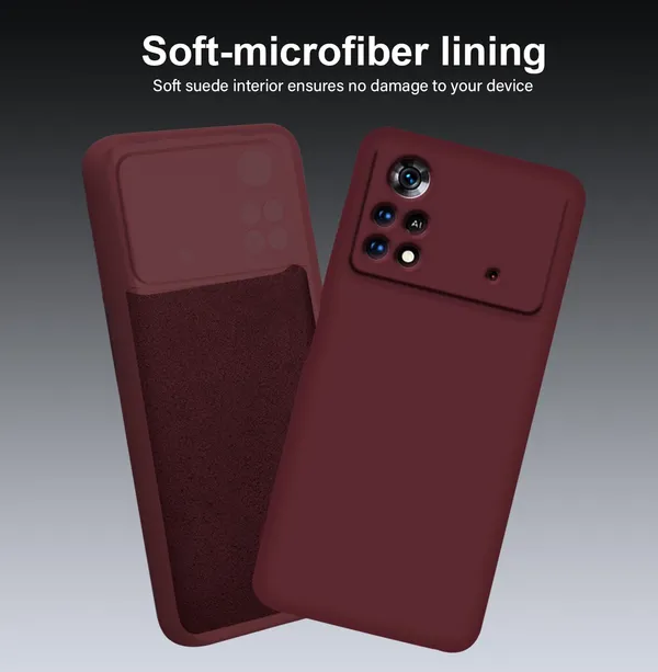 TRUEUPGRADE_Compatible_with_Poco_M4_Pro_4G_Back_Cover_Case,_Liquid_Silicone_Cover,_Full_Body_Protective_Cover,_Shockproof,_Anti-Scratch_Soft_Microfiber_Lining_-_Wine