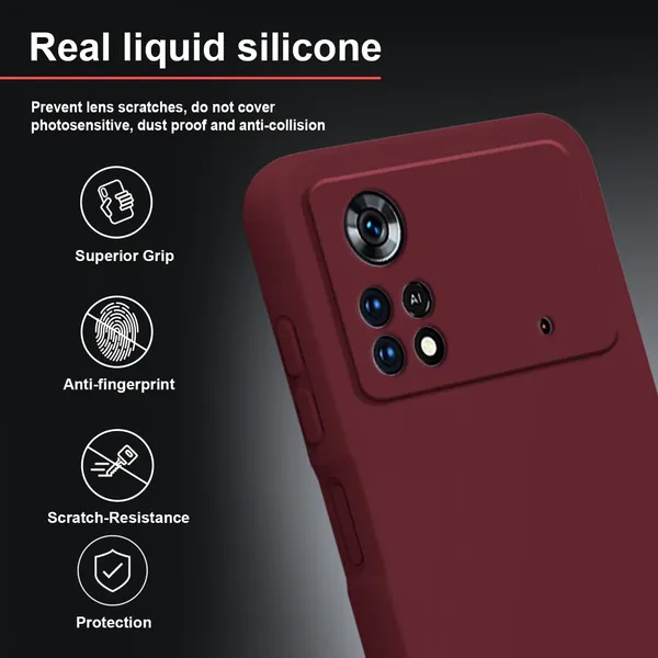 TRUEUPGRADE_Compatible_with_Poco_M4_Pro_4G_Back_Cover_Case,_Liquid_Silicone_Cover,_Full_Body_Protective_Cover,_Shockproof,_Anti-Scratch_Soft_Microfiber_Lining_-_Wine
