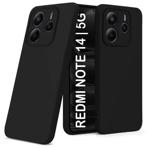 TRUEUPGRADE_Liquid_Silicone_Designed_Back_Case_Cover_for_Mi_Redmi_Note_14_5G|_Microfiber_Inside,_Full_Protection_|_Bumper_Back_Cover_Case_for_Mi_Redmi_Note_14_5G_Black