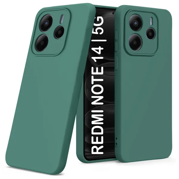 TRUEUPGRADE_Liquid_Silicone_Designed_Back_Case_Cover_for_Mi_Redmi_Note_14_5G|_Microfiber_Inside,_Full_Protection_|_Bumper_Back_Cover_Case_for_Mi_Redmi_Note_14_5G_Green