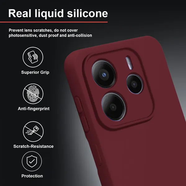 TRUEUPGRADE_Liquid_Silicone_Designed_Back_Case_Cover_for_Mi_Redmi_Note_14_5G|_Microfiber_Inside,_Full_Protection_|_Bumper_Back_Cover_Case_for_Mi_Redmi_Note_14_5G_Wine