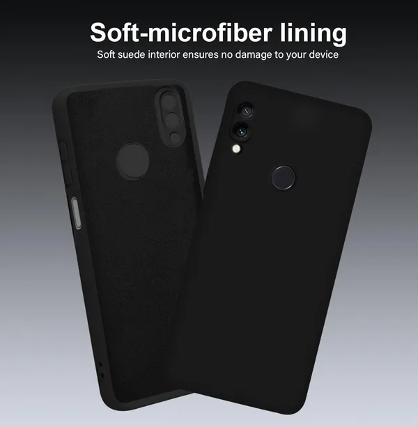 TRUEUPGRADE_Compatible_with_Mi_Redmi_Note_7_/_Note_7_Pro/Note_7S_Back_Cover_Case,_Liquid_Silicone_Cover,_Full_Body_Protective_Cover,_Shockproof,_Anti-Scratch_Soft_Microfiber_Lining_-_Black