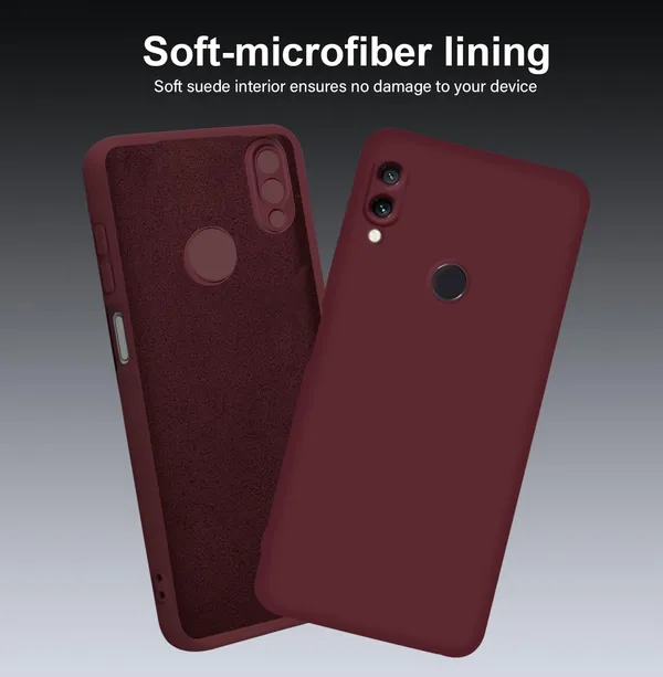 TRUEUPGRADE_Compatible_with_Mi_Redmi_Note_7_/_Note_7_Pro/Note_7S_Back_Cover_Case,_Liquid_Silicone_Cover,_Full_Body_Protective_Cover,_Shockproof,_Anti-Scratch_Soft_Microfiber_Lining_-_Wine
