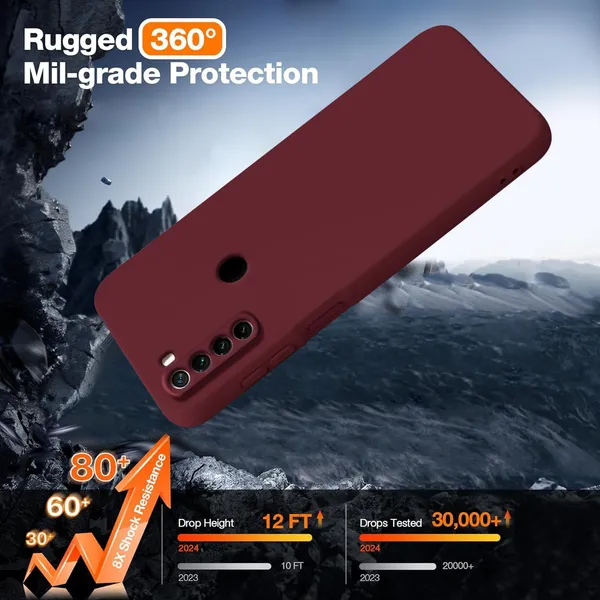 TRUEUPGRADE_Compatible_with_Mi_Redmi_Note_8_Back_Cover_Case,_Liquid_Silicone_Cover,_Full_Body_Protective_Cover,_Shockproof,_Anti-Scratch_Soft_Microfiber_Lining_-_Wine