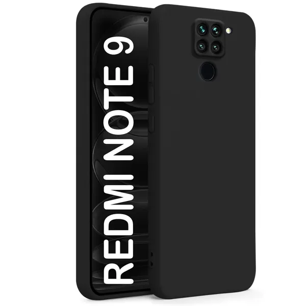 TRUEUPGRADE_Compatible_with_Mi_Redmi_Note_9_Back_Cover_Case,_Liquid_Silicone_Cover,_Full_Body_Protective_Cover,_Shockproof,_Anti-Scratch_Soft_Microfiber_Lining_-_Black