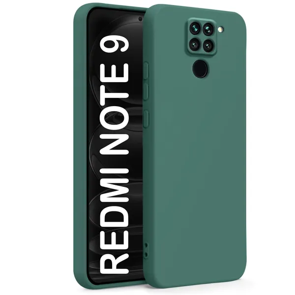 TRUEUPGRADE_Compatible_with_Mi_Redmi_Note_9_Back_Cover_Case,_Liquid_Silicone_Cover,_Full_Body_Protective_Cover,_Shockproof,_Anti-Scratch_Soft_Microfiber_Lining_-_Green