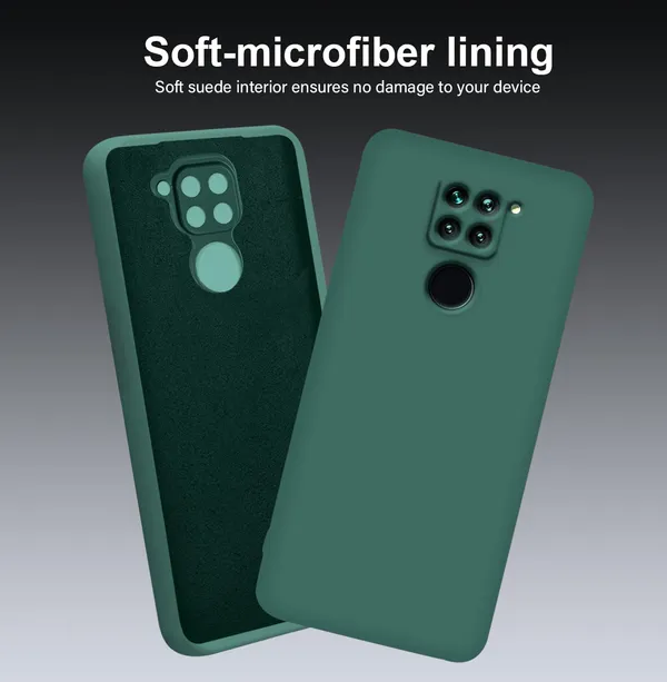 TRUEUPGRADE_Compatible_with_Mi_Redmi_Note_9_Back_Cover_Case,_Liquid_Silicone_Cover,_Full_Body_Protective_Cover,_Shockproof,_Anti-Scratch_Soft_Microfiber_Lining_-_Green