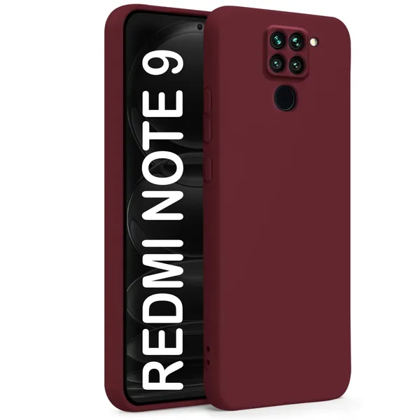 TRUEUPGRADE_Compatible_with_Mi_Redmi_Note_9_Back_Cover_Case,_Liquid_Silicone_Cover,_Full_Body_Protective_Cover,_Shockproof,_Anti-Scratch_Soft_Microfiber_Lining_-_Wine