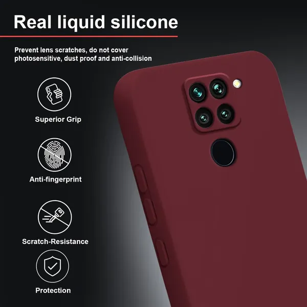 TRUEUPGRADE_Compatible_with_Mi_Redmi_Note_9_Back_Cover_Case,_Liquid_Silicone_Cover,_Full_Body_Protective_Cover,_Shockproof,_Anti-Scratch_Soft_Microfiber_Lining_-_Wine