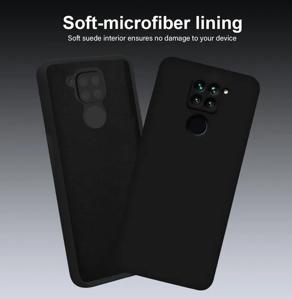 TRUEUPGRADE_Liquid_Silicone_Designed_Back_Case_Cover_for_Mi_Redmi_Note_9|_Microfiber_Inside,_Full_Protection_|_Bumper_Back_Cover_Case_for_Mi_Redmi_Note_9_Black