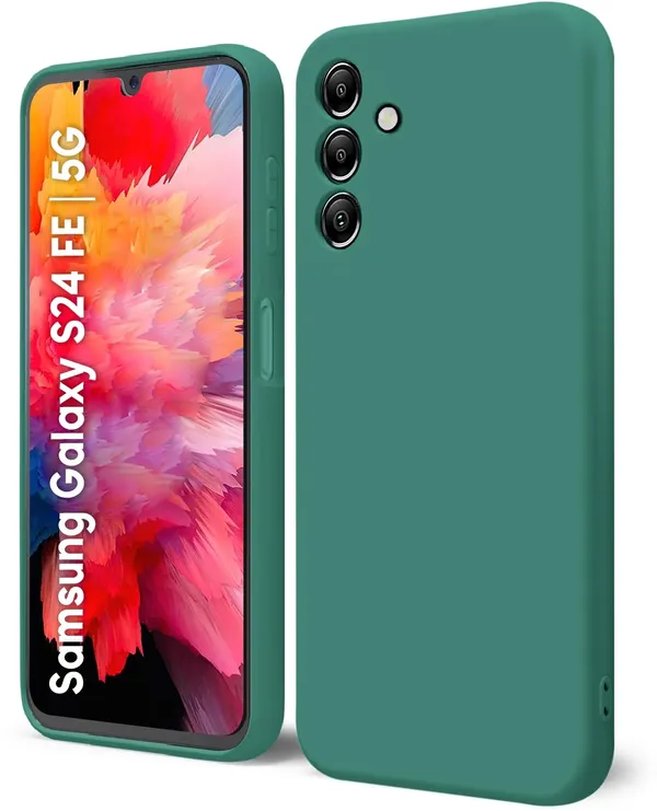 TRUEUPGRADE_Compatible_with_Samsung_Galaxy_S24_FE_5G_Back_Cover_Case,_Liquid_Silicone_Cover,_Full_Body_Protective_Cover,_Shockproof,_Slim_Phone_Cover,_Anti-Scratch_Soft_Microfiber_Lining_-_Green