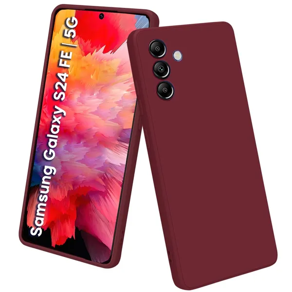 TRUEUPGRADE_Compatible_with_Samsung_Galaxy_S24_FE_5G_Back_Cover_Case,_Liquid_Silicone_Cover,_Full_Body_Protective_Cover,_Shockproof,_Slim_Phone_Cover,_Anti-Scratch_Soft_Microfiber_Lining_-_Wine
