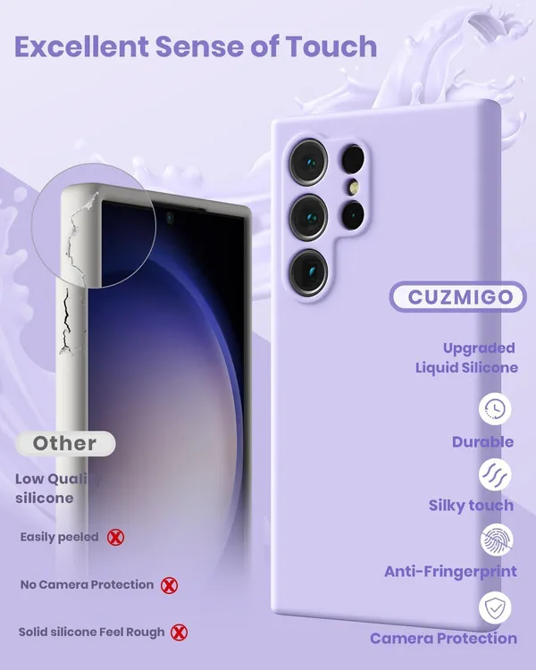 TRUEUPGRADE_Compatible_with_Samsung_Galaxy_S24_Ultra_5G_Back_Cover_Case,_Liquid_Silicone_Cover,_Full_Body_Protective_Cover,_Shockproof,_Slim_Phone_Cover,_Anti-Scratch_Soft_Microfiber_Lining_-_Purple