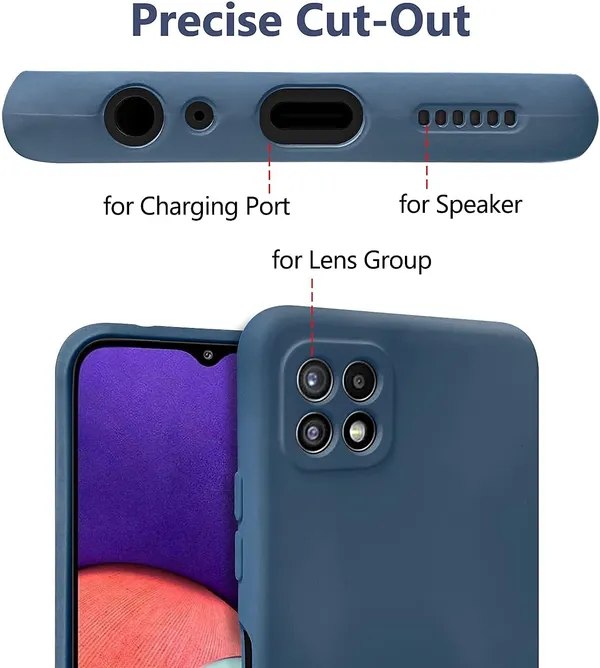 TRUEUPGRADE_for_Samsung_Galaxy_F42_5G_/_A22_5G_Liquid_Silicone_Gel_Rubber_Bumper_Case_with_Soft_Microfiber_Lining_Cushion_Slim_Hard_Shell_Shockproof_Protective_Cover_for_Samsung_Galaxy_A22_5G_(Blue)