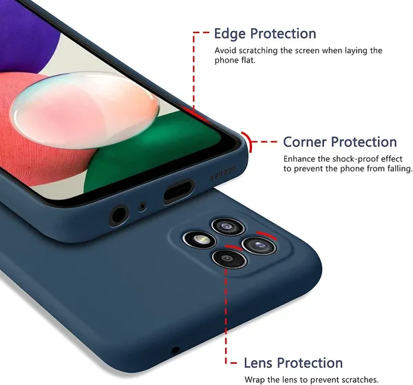 TRUEUPGRADE_for_Samsung_Galaxy_F42_5G_/_A22_5G_Liquid_Silicone_Gel_Rubber_Bumper_Case_with_Soft_Microfiber_Lining_Cushion_Slim_Hard_Shell_Shockproof_Protective_Cover_for_Samsung_Galaxy_A22_5G_(Blue)