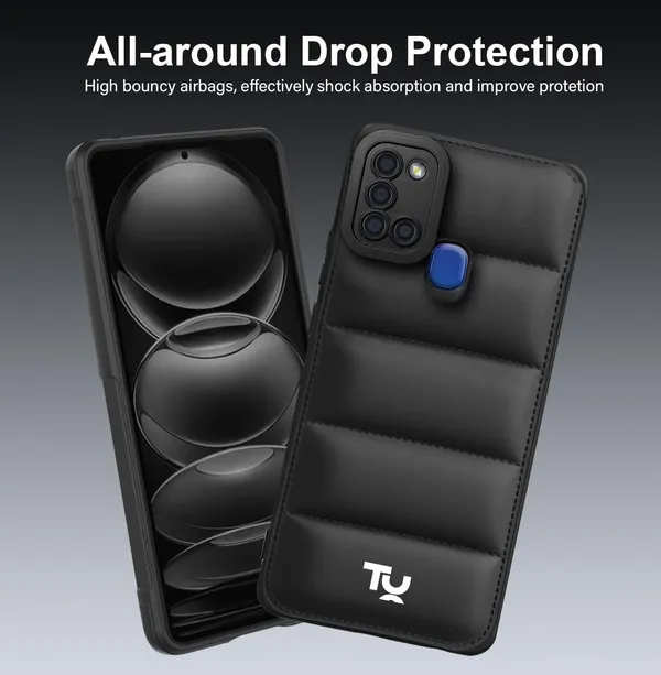 TRUEUPGRADE_Back_Case_Cover_for_Samsung_Galaxy_A21s_|_Compatible_for_Samsung_Galaxy_A21s_Back_Case_Cover_|_Puff_Case_with_Camera_Protection_|Black