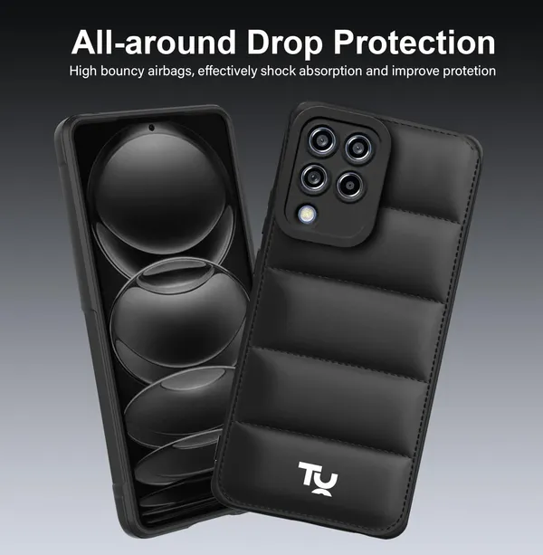 TRUEUPGRADE_Back_Case_Cover_for_Samsung_Galaxy_A22_4G_|_Compatible_for_Samsung_Galaxy_A22_4G_Back_Case_Cover_|_Puff_Case_with_Camera_Protection_|Black